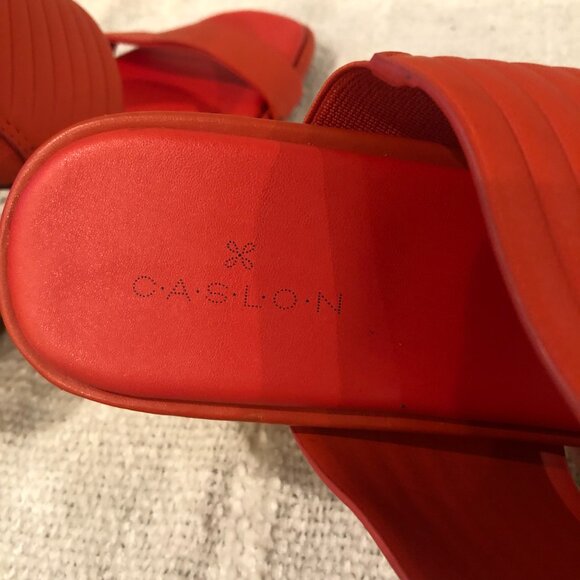 Caslon Lamia-Lea Block Heel Sandals Leather Orange Tangerine Size 6 NEW - Picture 5 of 8